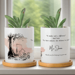 Personalized Classic Winnie the Pooh Ceramic Plant Pot with Bamboo Base and Text Classroom Decor Teacher's Day Birthday Gift for Teacher