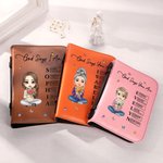 Personalized Cartoon Character Birth Flower Bouquet PU Leather Book Cover with Name and Bible Verse Birthday Christmas Gift for Christians Women