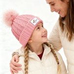 Personalized Birth Flower Cute Pom-Pom Soft Knitted Beanie Hat with Name Winter Accessory Birthday Gift for Boys Girls