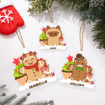 Personalized Cute Gingerbread Man Hanging Ornament with Name Home Decor Chrismas Gift for Family Children