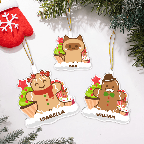Personalized Cute Gingerbread Man Hanging Ornament with Name Home Decor Chrismas Gift for Family Children