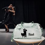 Personalized Social Dance Posture Multi-compartment Zippered Travel Bag with Name and Shoulder Strap Travel Essentials Birthday Gift for Dance Lovers
