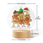 Personalized 1-8 Gingerbread Men Acrylic LED Night Light with Name and Wooden Base Room Decor Christmas Gift for Kids