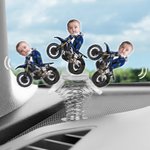 Personalized Face Photo Motorbike Acrylic Spring Car Ornament Birthday Gift for Family Car Owners