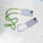 Coque transparente personnalisée pour iPhone avec chaîne de perles multicolores Noël Anniversaire Cadeau pour Elle