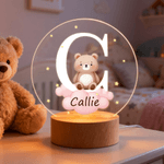 Personalized Dreamy Star Cloud Multiple Animals Initial LED Night Light with Name and Wooden Base Room Decor Birthday Christmas Gift for Babies Kids