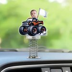 Personalized Face Photo Motorbike Acrylic Spring Car Ornament Birthday Gift for Family Car Owners