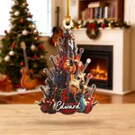 Personalised Guitar Christmas Tree Ornament with Name Home Decor Christmas Gift for Guitar Players Lovers