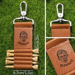Personalised Photo to Lines Portable Golf Tee Holder Bag Tag with Name and 5 Pcs Bamboo Tees Golf Club Birthday Christmas Gift for Golf Player