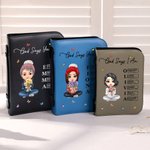 Personalized Cartoon Character Birth Flower Bouquet PU Leather Book Cover with Name and Bible Verse Birthday Christmas Gift for Christians Women