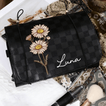 Personalizzato fiore di nascita Dainty PU borsa per il trucco in pelle con nome viaggio essenziale uso quotidiano regalo di compleanno per le donne