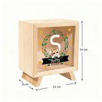 Personalisierte Holz-Spardose im Weihnachtskranz-Design mit Tiermotiv und Namen Tischdeko Weihnachtsgeschenk für Kinder