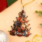 Personalised Guitar Christmas Tree Ornament with Name Home Decor Christmas Gift for Guitar Players Lovers