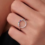 Personalized 1-10 Family Birthstones Reunion Circle Ring Dainty Jewelry Engagement Bridal Shower Mother's Day Christmas Gift for Mom Wife