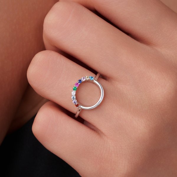 Personalized 1-10 Family Birthstones Reunion Circle Ring Dainty Jewelry Engagement Bridal Shower Mother's Day Christmas Gift for Mom Wife