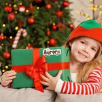 Etichette regalo personalizzate impermeabili con nome e design di Babbo Natale e renna per decorazioni natalizie per famiglia e amici