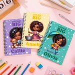Personalized Dream Big Black Boy Girl A5 Spiral Notebook with Name and 120 Lined Pages Daily Use Birthday Gift for Boys Girls