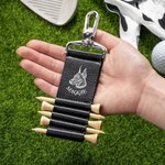 Personalized Pet Photo to Lines PU Leather Golf Tee Holder Bag Tag with Pet Name and 5 Pcs Bamboo Tees Golf Club Birthday Gift for Golf Players
