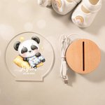 Personalized Star Heart Flower Cute Sleepy Animal Acrylic LED Night Light with Name Date and Wooden Base Birthday Christmas Gift for Kids