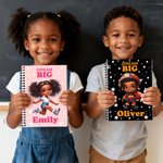Personalized Dream Big Black Boy Girl A5 Spiral Notebook with Name and 120 Lined Pages Daily Use Birthday Gift for Boys Girls