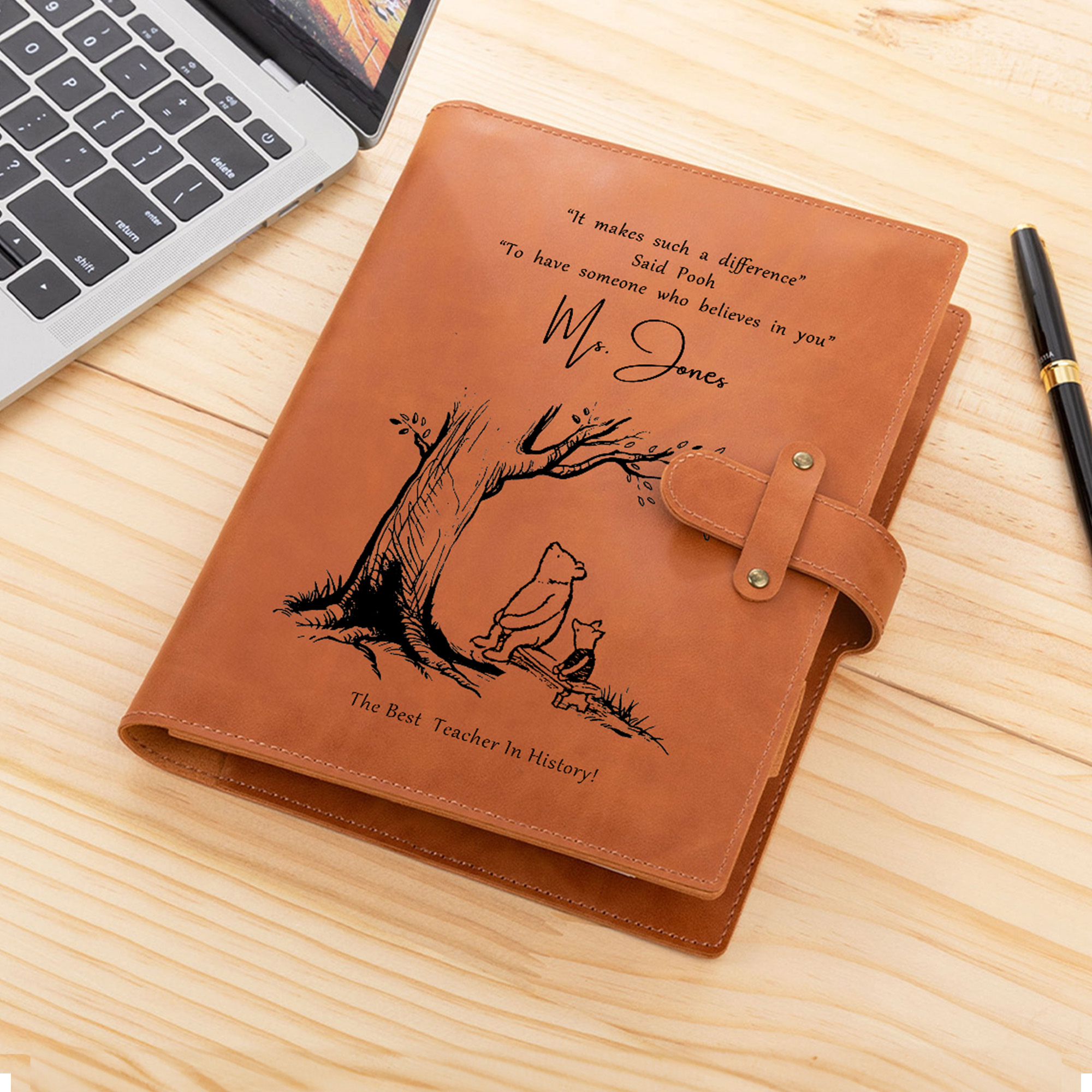 Personalized Classic Winnie the Pooh A5 Sketchbook Notebook PU Leather ...