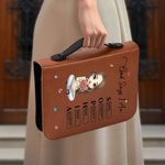 Personalized Cartoon Character Birth Flower Bouquet PU Leather Book Cover with Name and Bible Verse Birthday Christmas Gift for Christians Women