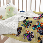 Personalized Dinosaur Truck Adventure Design Soft Throw Blanket with Name Home Decor Christmas Birthday Gift for Kids Dinosaur Truck Lovers