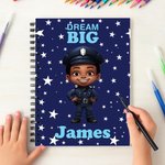 Personalized Dream Big Black Boy Girl A5 Spiral Notebook with Name and 120 Lined Pages Daily Use Birthday Gift for Boys Girls
