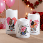 Personalized Cartoon Hugging Couple Flameless LED Battery Candle with Name Valentine's Day Anniversary Gift for Couple