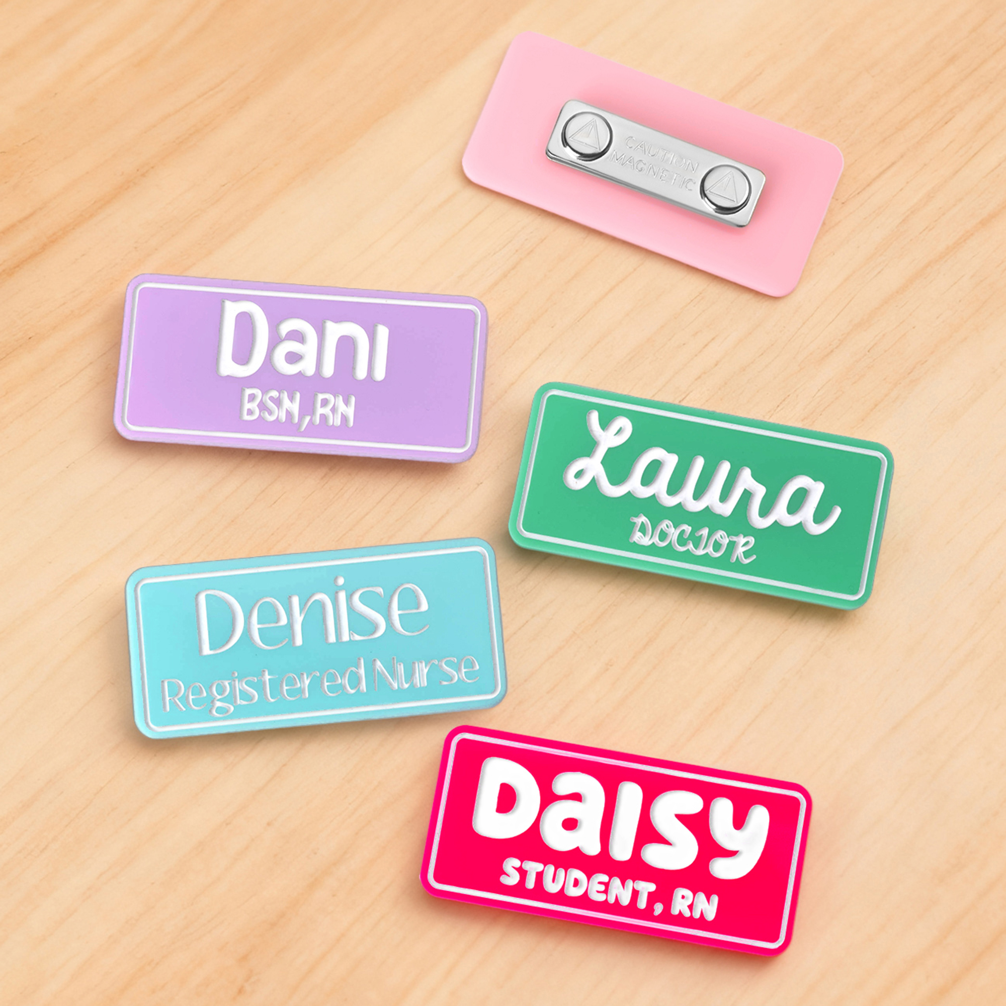 Badge personnalisé en acrylique multicolore avec titre de poste Cadeau de rentrée pour professeur médecin infirmière