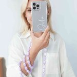 Coque transparente personnalisée pour iPhone avec chaîne de perles multicolores Noël Anniversaire Cadeau pour Elle