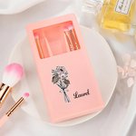 Personalised Birth Flower Bouquet 5 Pcs Makeup Brush Storage Box Set with Name and Mirror Christmas Birthday Wedding Gift for Ladies Girls