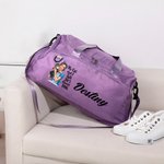 Personalizada Vintage Feminism Bolsa de viaje con varios compartimentos, nombre y correa para el hombro Accesorios de viaje Regalo de cumpleaños para mujer
