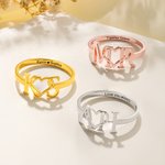 Personalized Couple Initial Ring with Heart and Text Dainty Jewelry Engagement Bridal Anniversary Birthday Gift for Women Girls