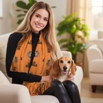 Personalized Dog Cat Face Photo Multicolour Soft Warm Scarf with Name Daily Wear Winter Birthday Christmas Gift for Pet Lovers