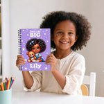Personalized Dream Big Black Boy Girl A5 Spiral Notebook with Name and 120 Lined Pages Daily Use Birthday Gift for Boys Girls