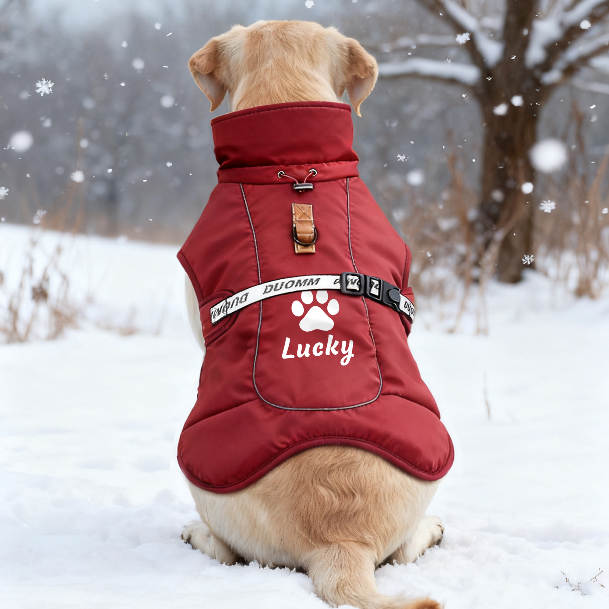 Veste coupe-vent d'hiver pour animaux de compagnie personnalisée avec nom Cadeau d'anniversaire pour les propriétaires d'animaux de compagnie
