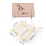 Personalizzato fiore di nascita Dainty PU borsa per il trucco in pelle con nome viaggio essenziale uso quotidiano regalo di compleanno per le donne