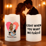 Personalized Cartoon Hugging Couple Flameless LED Battery Candle with Name Valentine's Day Anniversary Gift for Couple