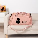 Personalized Social Dance Posture Multi-compartment Zippered Travel Bag with Name and Shoulder Strap Travel Essentials Birthday Gift for Dance Lovers