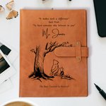 Personalized Classic Winnie the Pooh A5 Sketchbook Notebook PU Leather Cover with Text Title and Last Name End of Year Appreciation Gift for Teacher