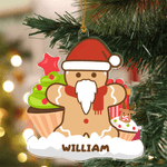 Personalized Cute Gingerbread Man Hanging Ornament with Name Home Decor Chrismas Gift for Family Children