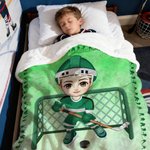 Personalised Cartoon Character Soft Throw Blanket with Name Home Decor Birthday Christmas Birthday Game Gift for Ice Hockey Players  Lovers