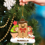 Personalized Cute Gingerbread Man Hanging Ornament with Name Home Decor Chrismas Gift for Family Children