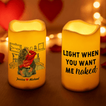 Personalized Cartoon Hugging Couple Flameless LED Battery Candle with Name Valentine's Day Anniversary Gift for Couple