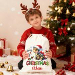 Personliga lyktor Tomteluva Dinosaurie Stor Canvas Presentpåse med dragsko och namn Julklapp till familj och vänner