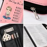 Personalized Cartoon Character Birth Flower Bouquet PU Leather Book Cover with Name and Bible Verse Birthday Christmas Gift for Christians Women