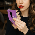 Personalised Birth Flower Double-Sided 1X 2X PU Leather Makeup Mirror with Initial and Name Birthday Wedding Anniversary Gift for Women Girls