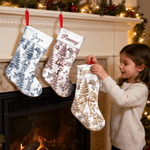 Personalized Toile De Jouy Santa Claus Reindeer Nutcracker Christmas Stocking with Name Home Decor Christmas Gift for Kids Family Friends