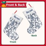 Personalized Toile De Jouy Santa Claus Reindeer Nutcracker Christmas Stocking with Name Home Decor Christmas Gift for Kids Family Friends
